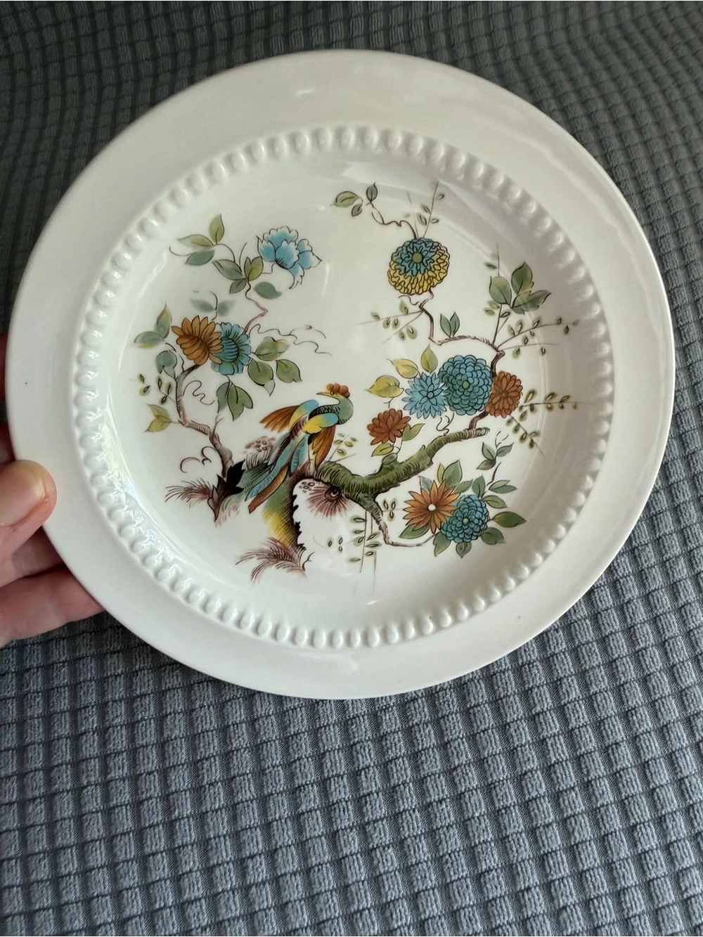 Decorative Floral Bird Ceramic Dinner Plate in Cream by Royal Cauldon Paradise